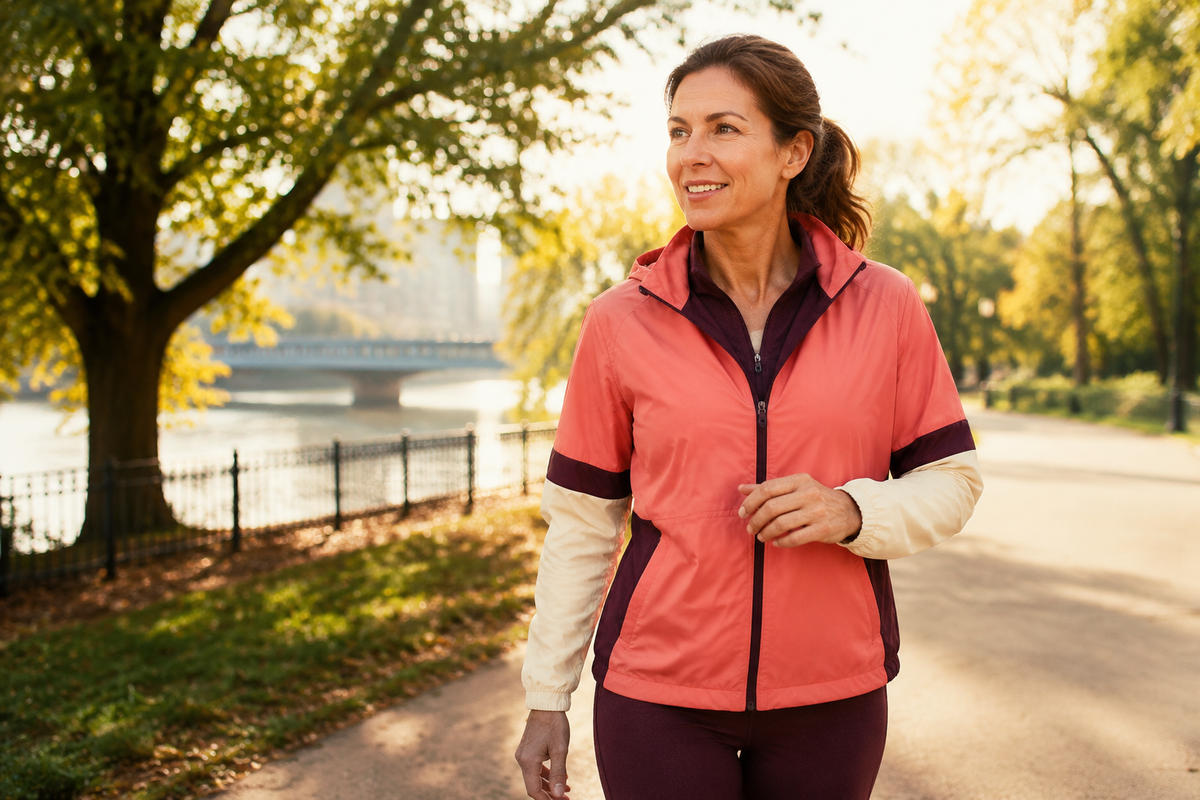 Active woman in her late forties enjoying everyday life